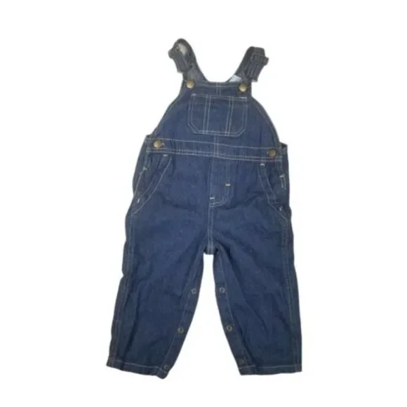 4/$25 Fisher Price Baby 2Pc Overalls Outfit Denim Jeans  Long Sleeve Shirt 12mo - Picture 5 of 12